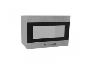Лофт ПГСФ 500 шкаф верхний горизонтальный со стеклом и фотопечатью (Бетон светлый/корпус Серый) в Нерюнгри - neryungri.katalogmebeli.com | фото