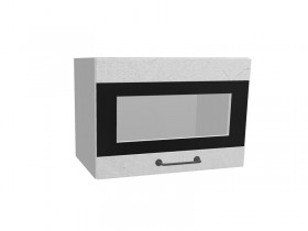Лофт ПГСФ 500 шкаф верхний горизонтальный со стеклом и фотопечатью (Штукатурка белая/корпус Серый) в Нерюнгри - neryungri.katalogmebeli.com | фото