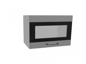 Лофт ПГСФ 500 шкаф верхний горизонтальный со стеклом и фотопечатью (Штукатурка серая/корпус Серый) в Нерюнгри - neryungri.katalogmebeli.com | фото