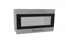 Лофт ПГСФ 600 шкаф верхний горизонтальный со стеклом и фотопечатью (Бетон светлый/корпус Серый) в Нерюнгри - neryungri.katalogmebeli.com | фото