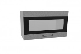 Лофт ПГСФ 600 шкаф верхний горизонтальный со стеклом и фотопечатью (Штукатурка серая/корпус Серый) в Нерюнгри - neryungri.katalogmebeli.com | фото