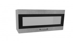 Лофт ПГСФ 800 шкаф верхний горизонтальный со стеклом и фотопечатью (Бетон светлый/корпус Серый) в Нерюнгри - neryungri.katalogmebeli.com | фото