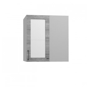 Лофт ПУС 650 шкаф верхний угловой со стеклом (Дуб майский/корпус Серый) в Нерюнгри - neryungri.katalogmebeli.com | фото