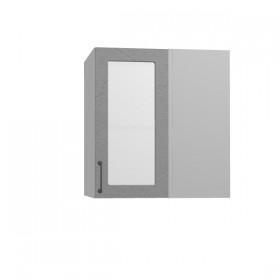 Лофт ПУС 650 шкаф верхний угловой со стеклом (Штукатурка серая/корпус Серый) в Нерюнгри - neryungri.katalogmebeli.com | фото