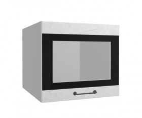 Лофт ВПГСФ 500 шкаф верхний горизонтальный со стеклом высокий с фотопечатью (Штукатурка белая/корпус Серый) в Нерюнгри - neryungri.katalogmebeli.com | фото