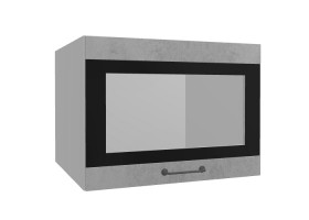 Лофт ВПГСФ 600 шкаф верхний горизонтальный со стеклом высокий с фотопечатью (Бетон светлый/корпус Серый) в Нерюнгри - neryungri.katalogmebeli.com | фото