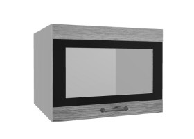 Лофт ВПГСФ 600 шкаф верхний горизонтальный со стеклом высокий с фотопечатью (Дуб майский/корпус Серый) в Нерюнгри - neryungri.katalogmebeli.com | фото