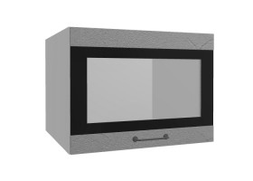 Лофт ВПГСФ 600 шкаф верхний горизонтальный со стеклом высокий с фотопечатью (Штукатурка серая/корпус Серый) в Нерюнгри - neryungri.katalogmebeli.com | фото