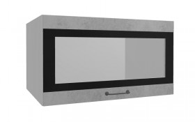 Лофт ВПГСФ 800 шкаф верхний горизонтальный со стеклом высокий с фотопечатью (Бетон светлый/корпус Серый) в Нерюнгри - neryungri.katalogmebeli.com | фото