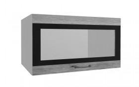 Лофт ВПГСФ 800 шкаф верхний горизонтальный со стеклом высокий с фотопечатью (Дуб майский/корпус Серый) в Нерюнгри - neryungri.katalogmebeli.com | фото