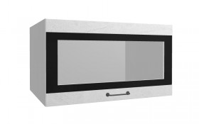 Лофт ВПГСФ 800 шкаф верхний горизонтальный со стеклом высокий с фотопечатью (Штукатурка белая/корпус Серый) в Нерюнгри - neryungri.katalogmebeli.com | фото