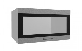 Лофт ВПГСФ 800 шкаф верхний горизонтальный со стеклом высокий с фотопечатью (Штукатурка серая/корпус Серый) в Нерюнгри - neryungri.katalogmebeli.com | фото