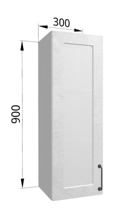 Лофт ВПС 300 шкаф верхний со стеклом высокий (Штукатурка белая/корпус Серый) в Нерюнгри - neryungri.katalogmebeli.com | фото