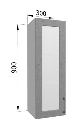 Лофт ВПС 300 шкаф верхний со стеклом высокий (Штукатурка серая/корпус Серый) в Нерюнгри - neryungri.katalogmebeli.com | фото