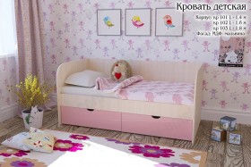 Мальвина Кровать детская 2 ящика 1.6 Розовыйй глянец в Нерюнгри - neryungri.katalogmebeli.com | фото