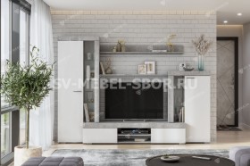 Мебель для гостиной МГС 5 Цемент светлый / Белый в Нерюнгри - neryungri.katalogmebeli.com | фото