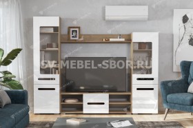 Мебель для гостиной МГС 6 (Исполнение 1/Дуб золотой/Белый глянец) в Нерюнгри - neryungri.katalogmebeli.com | фото 1