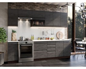 Модульная кухня Бруклин 2,8 м (Бетон черный/Венге) в Нерюнгри - neryungri.katalogmebeli.com | фото 1