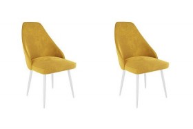 Набор стульев Милан 2 шт (желтый велюр/белый) в Нерюнгри - neryungri.katalogmebeli.com | фото