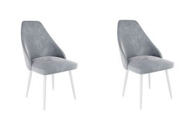 Набор стульев Милан 2 шт (серый велюр/белый) в Нерюнгри - neryungri.katalogmebeli.com | фото