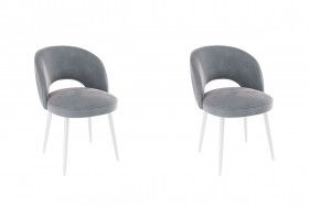 Набор стульев Моли 2 шт (серый велюр/белый) в Нерюнгри - neryungri.katalogmebeli.com | фото