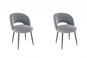 Набор стульев Моли 2 шт (серый велюр/черный) в Нерюнгри - neryungri.katalogmebeli.com | фото 1