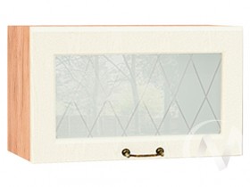 Ницца Шкаф верхний горизонтальный со стеклом ШВГС 600 (Крем/корпус дуб крафт золотой) в Нерюнгри - neryungri.katalogmebeli.com | фото