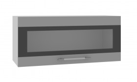 Олива ПГСФ 800 Шкаф верхний горизонтальный со стеклом с фотопечатью (Снег глянец/корпус Серый) в Нерюнгри - neryungri.katalogmebeli.com | фото