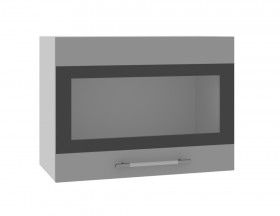 Олива ВПГСФ 600 Шкаф верхний горизонтальный со стеклом с фотопечатью высокий (Снег глянец/корпус Серый) в Нерюнгри - neryungri.katalogmebeli.com | фото