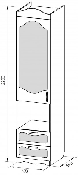 Пенал с ящиками серии Иллюзия 99 Серый в Нерюнгри - neryungri.katalogmebeli.com | фото 2