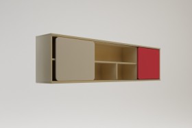 Полка между шкафами 1660 Бэрри (Бежевый/Красный/корпус Клен) в Нерюнгри - neryungri.katalogmebeli.com | фото