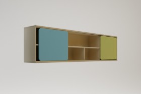 Полка между шкафами 1660 Смайли (Голубой/Зеленый/корпус Клен) в Нерюнгри - neryungri.katalogmebeli.com | фото
