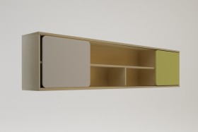 Полка между шкафами 1960 Эппл (Зеленый/Белый/корпус Клен) в Нерюнгри - neryungri.katalogmebeli.com | фото 2