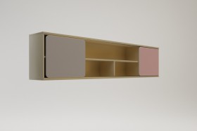 Полка между шкафами 1960 Грэйси (Розовый/Серый/корпус Клен) в Нерюнгри - neryungri.katalogmebeli.com | фото 2