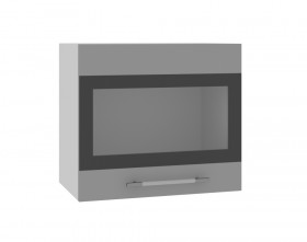 Ройс ВПГСФ 500 Шкаф верхний горизонтальный со стеклом с фотопечатью высокий (Белый софт/корпус Серый) в Нерюнгри - neryungri.katalogmebeli.com | фото