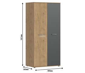 Шкаф 2-х дверный Мамбо СБ-2371 Н (Дуб Бунратти / Диамант серый) в Нерюнгри - neryungri.katalogmebeli.com | фото 2