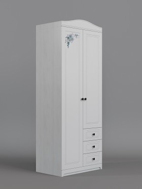 Шкаф 2-х створчатый с ящиками Бэлла (Выбеленное дерево/Белый) в Нерюнгри - neryungri.katalogmebeli.com | фото