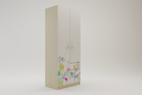 Шкаф 2-х створчатый с ящиками Флёр (Белый/корпус Клен) в Нерюнгри - neryungri.katalogmebeli.com | фото 1