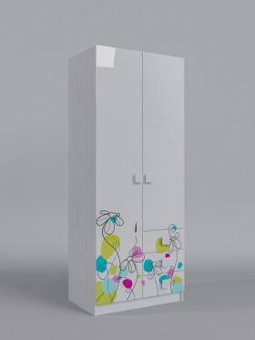 Шкаф 2-х створчатый с ящиками Флёр (Белый/корпус Выбеленное дерево) в Нерюнгри - neryungri.katalogmebeli.com | фото