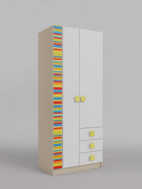 Шкаф 2-х створчатый с ящиками Клаксон без машинок (Белый/корпус Клен) в Нерюнгри - neryungri.katalogmebeli.com | фото