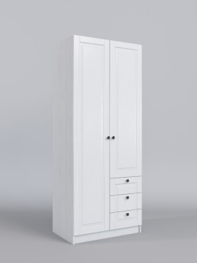 Шкаф 2-х створчатый с ящиками Классика (Белый/корпус Выбеленное дерево) в Нерюнгри - neryungri.katalogmebeli.com | фото 1
