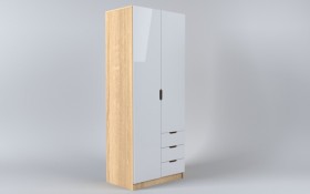 Шкаф 2-х створчатый с ящиками Лофт (Белый/корпус Дуб Сонома) в Нерюнгри - neryungri.katalogmebeli.com | фото
