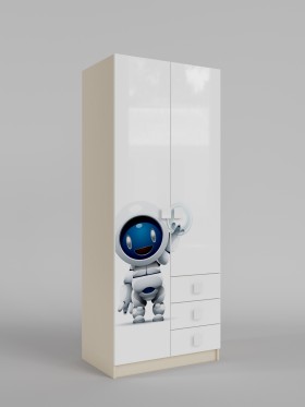 Шкаф 2-х створчатый с ящиками Санни (Белый/корпус Клен) в Нерюнгри - neryungri.katalogmebeli.com | фото