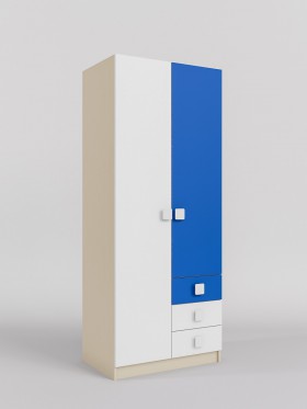 Шкаф 2-х створчатый с ящиками Скай (Синий/Белый/корпус Клен) в Нерюнгри - neryungri.katalogmebeli.com | фото 1