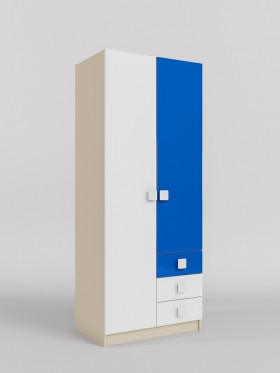 Шкаф 2-х створчатый с ящиками Скай люкс (Синий/Белый/корпус Клен) в Нерюнгри - neryungri.katalogmebeli.com | фото