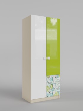 Шкаф 2-х створчатый с ящиками Твит (Белый/Зеленый/корпус Клен) в Нерюнгри - neryungri.katalogmebeli.com | фото 1