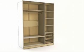 Шкаф 3-х створчатый с ящиками Бэрри (Бежевый/Красный/корпус Клен) в Нерюнгри - neryungri.katalogmebeli.com | фото 2