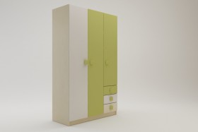 Шкаф 3-х створчатый с ящиками Эппл (Зеленый/Белый/корпус Клен) в Нерюнгри - neryungri.katalogmebeli.com | фото 2