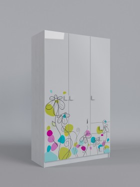 Шкаф 3-х створчатый с ящиками Флёр (Белый/корпус Выбеленное дерево) в Нерюнгри - neryungri.katalogmebeli.com | фото 1