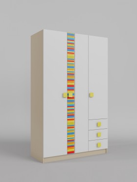 Шкаф 3-х створчатый с ящиками Клаксон без машинок (Белый/корпус Клен) в Нерюнгри - neryungri.katalogmebeli.com | фото 1
